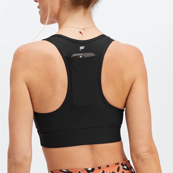 Fabletics Black On-The-Go Medium Impact Sports Bra - Picture 2 of 5